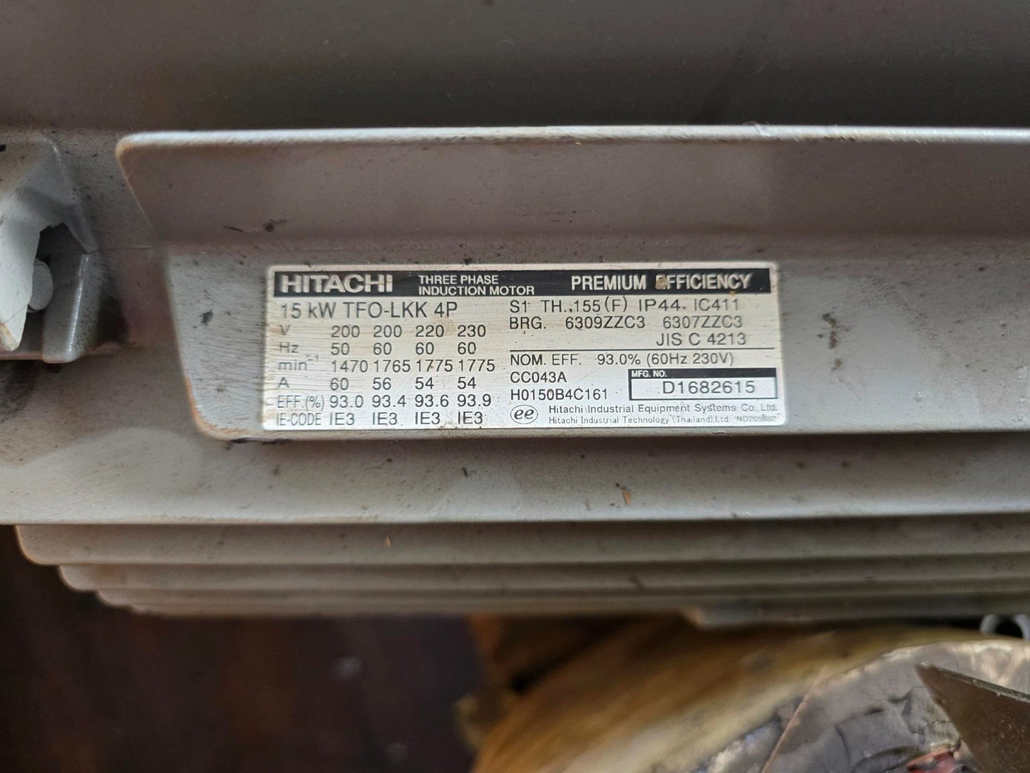 Amada Hydraulic Motor 15KW TFO-LKK 4P MOTOR AC 15KW 230V 74566115