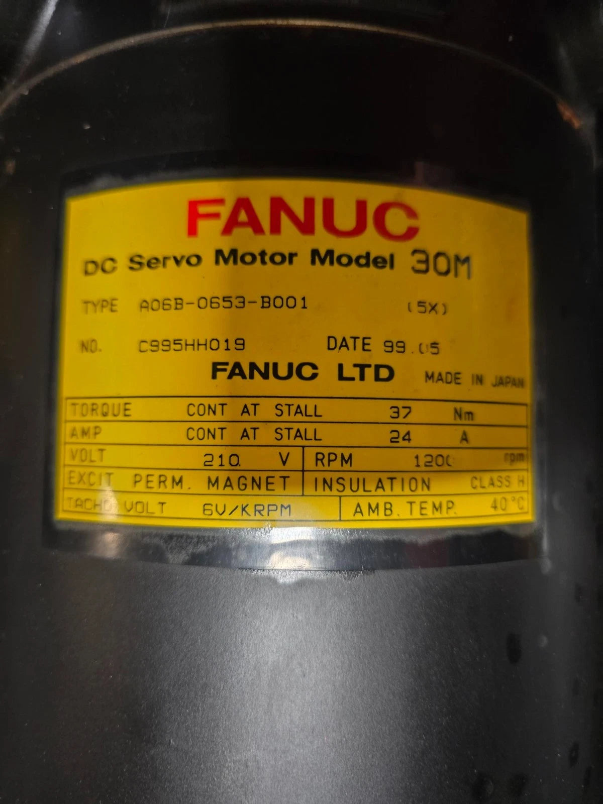 FANUC DC SERVO MOTOR MODEL 30M A06B-0653-B001 Amada