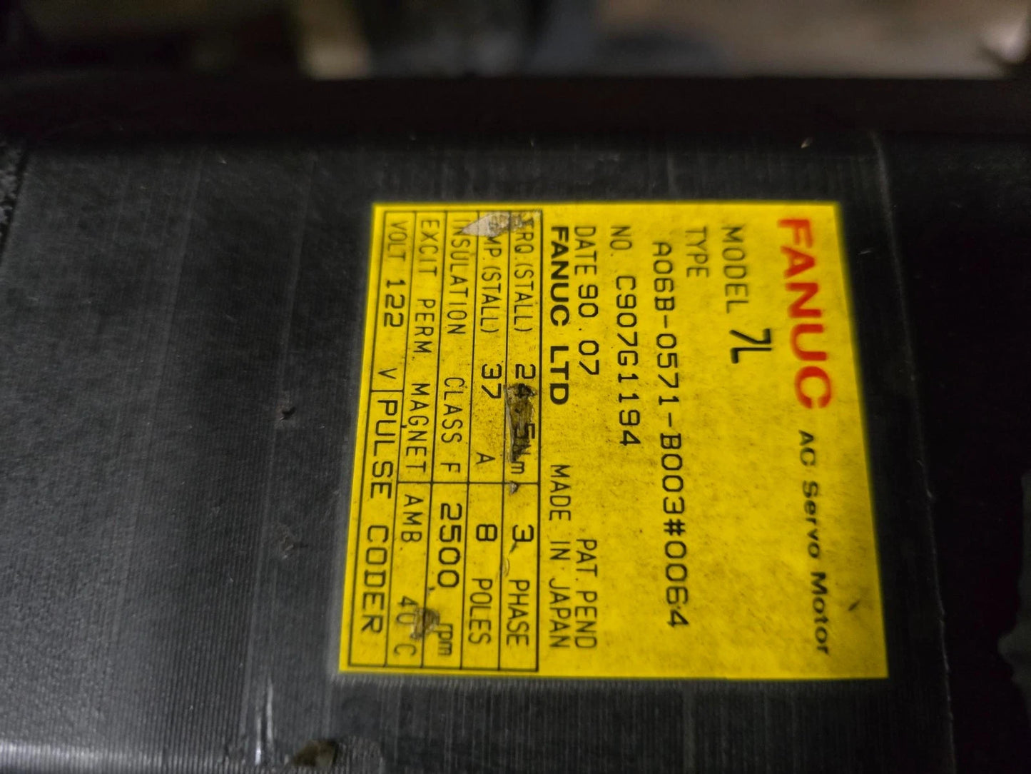 Amada FANUC SERVO MOTOR MODEL 7L A06B-0571-B003 #0064