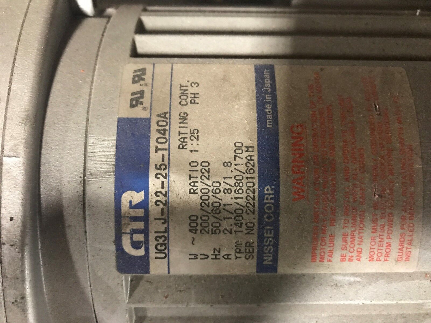 AMADA Loader Motor UG3LJ-22-25-T040A