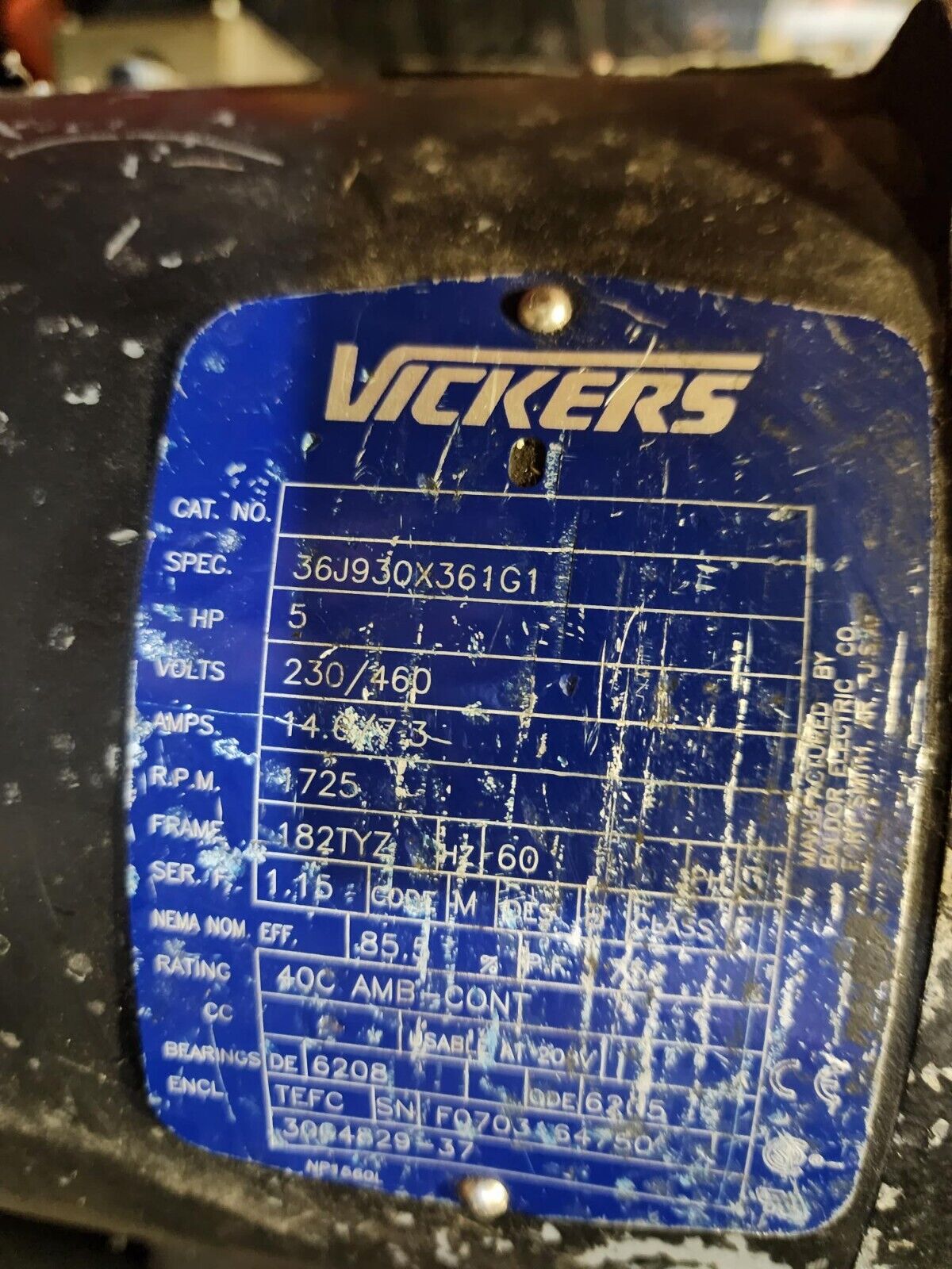 Amada ASR Shuttle Pump & Motor 36J930X361G1 Vickers