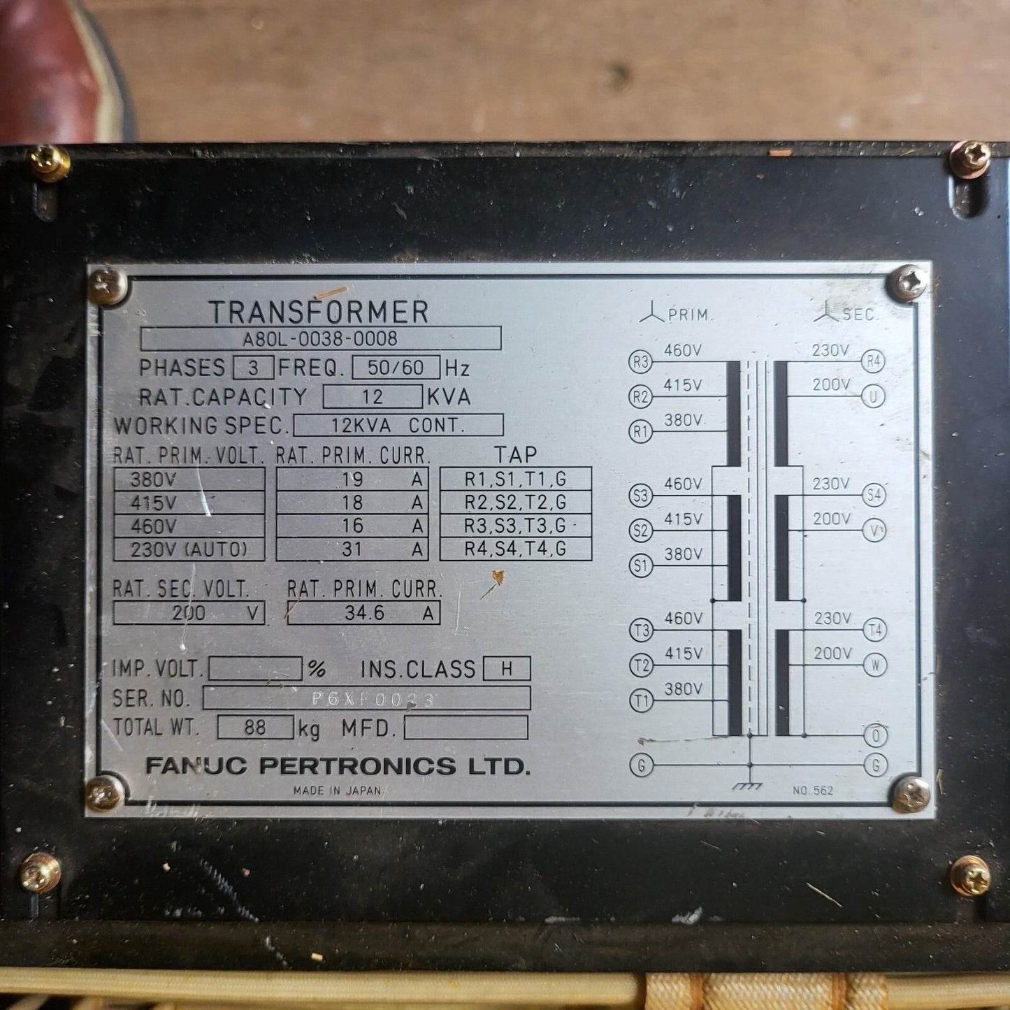 Amada Fanuc A80L-0038-0008 Vipros Transformer 12KVA