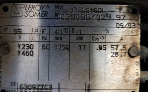 Amada HFB Press Motor LS160L Leroy Somer