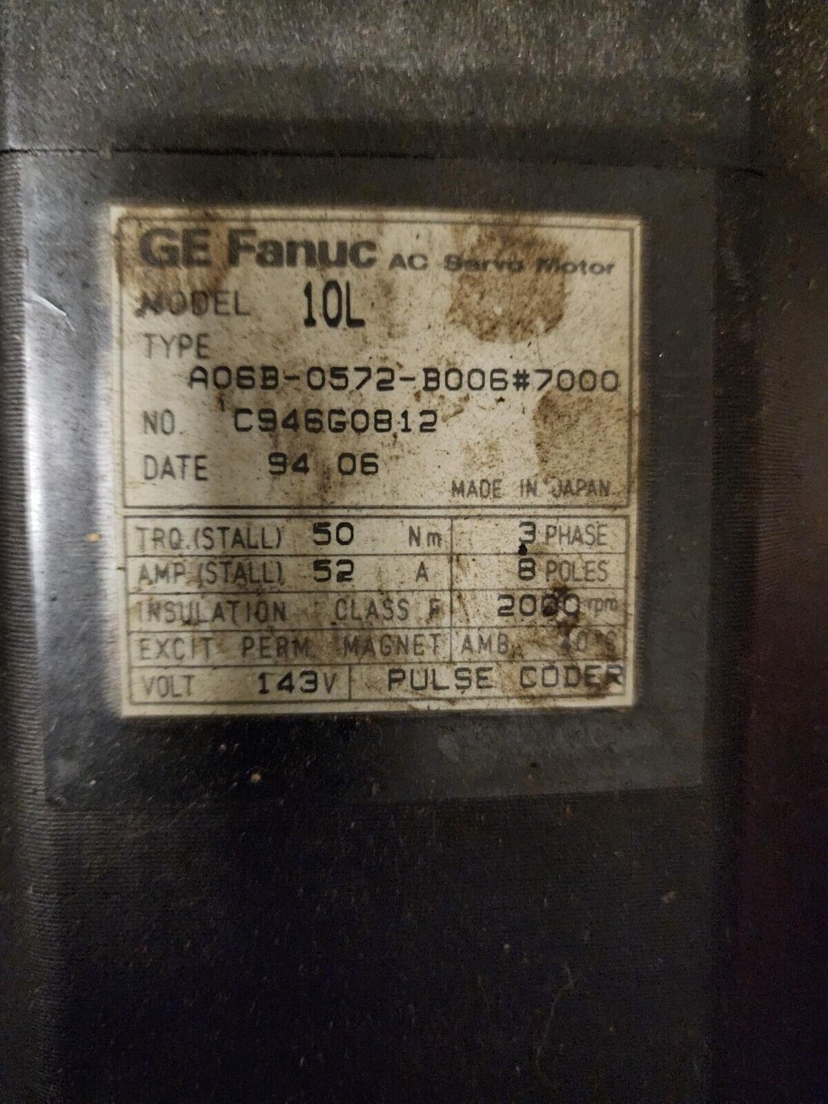 Fanuc A06B-0572-B006 #7000 MODEL 10L AC Servo Motor Amada Vipros
