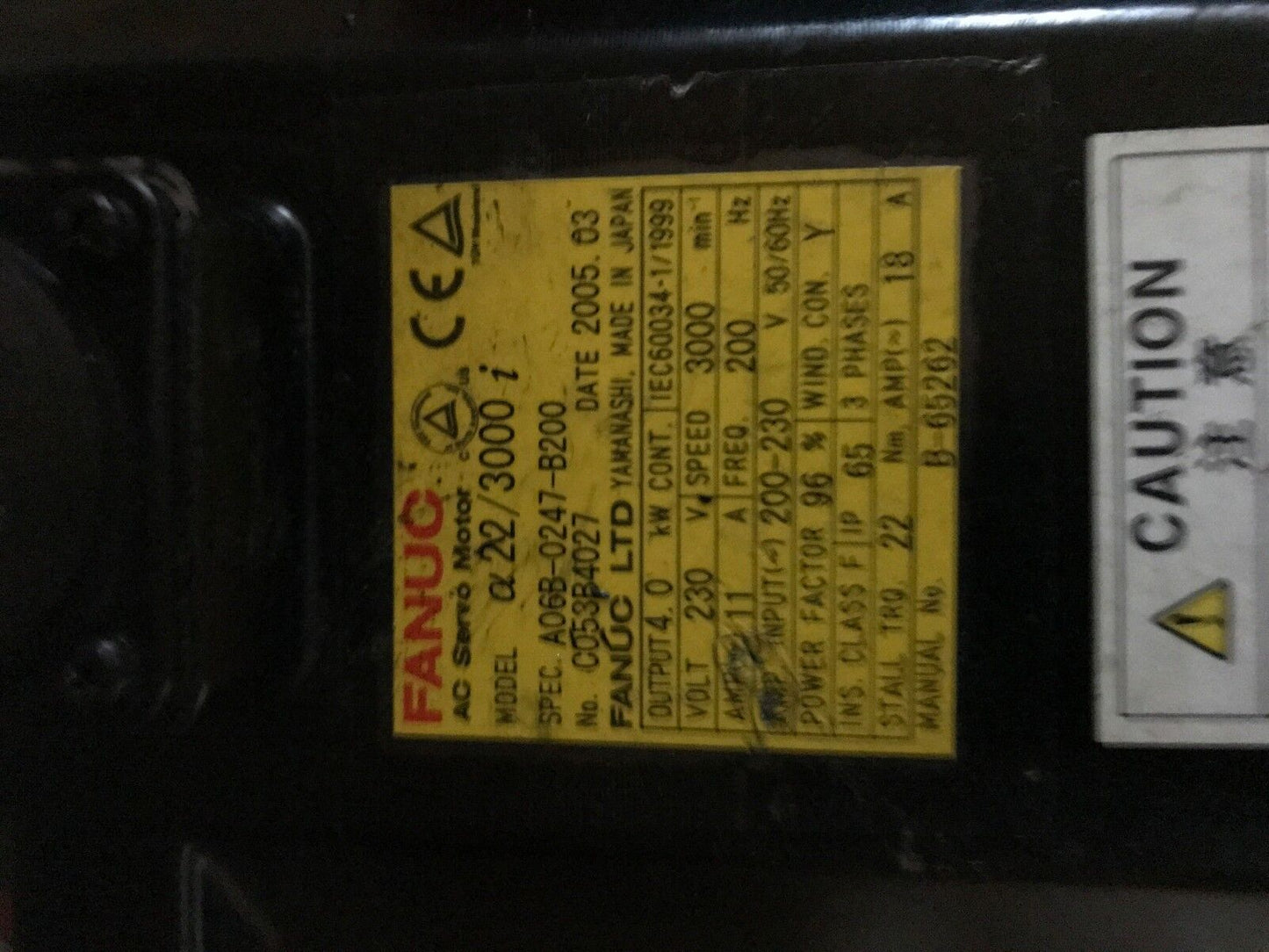 Amada EMLK Fanuc AC Motor A06B-0247-B200