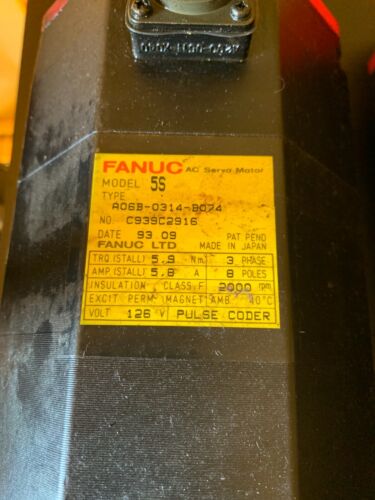 FANUC A06B-0314-B074 Servo Motor 5S Puma