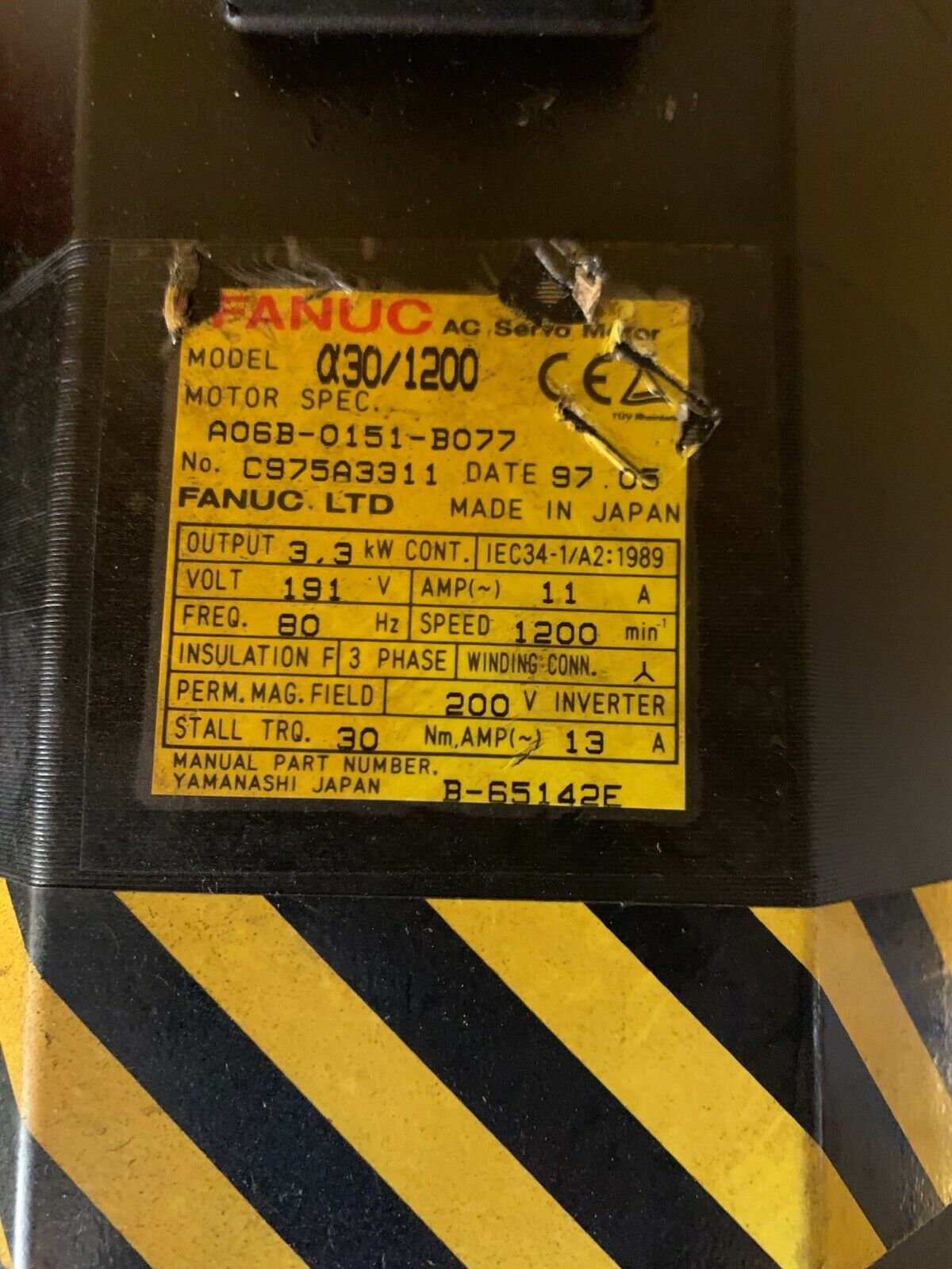 Fanuc A06B-0151-B077 AC Servo Motor Amada Vipros Pega
