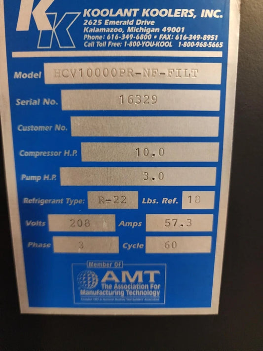 AMADA Apelio Pulsar Koolant Kooler  Chiller HCV10000PR-NF-FILT