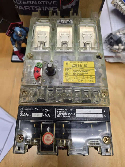 Klockner Moeller NZM 6 B-63 Amada Circuit Breaker ZM6A-60-NA 60A