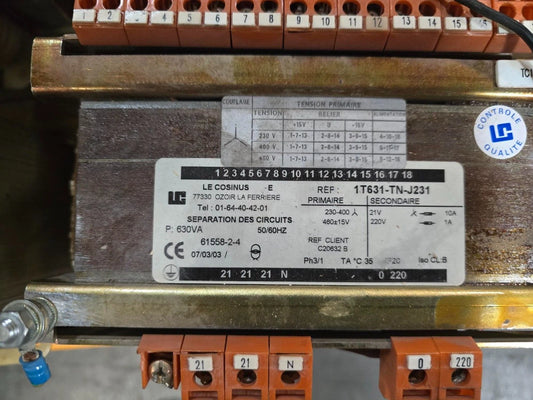 Amada HFE 1T631-TN-J231 TRANSFORMER 1600VA TR2
