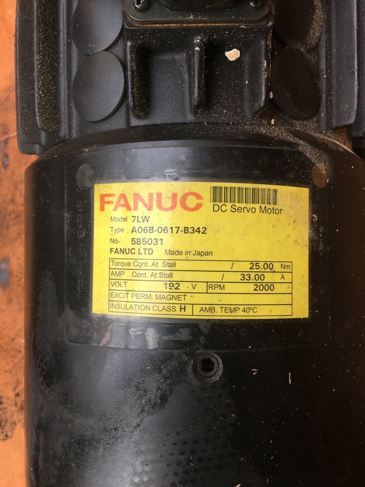 Used Fanuc DC Servo Motor A06B-0617-B342 7LW