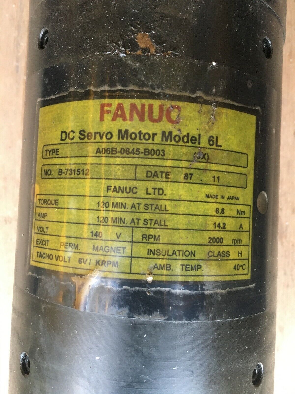 Used Fanuc DC Servo Motor A06B-0645-B003