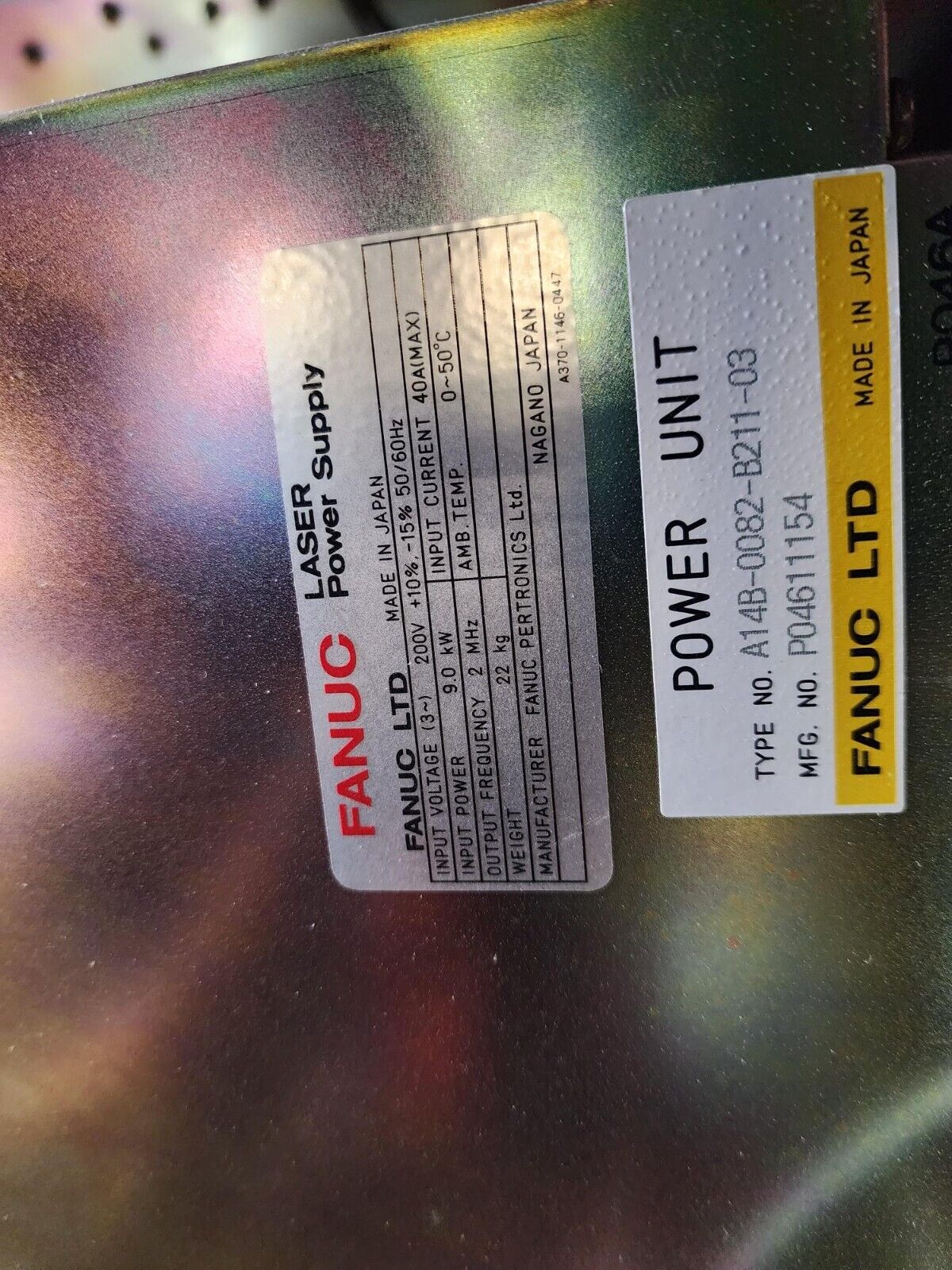 Fanuc Laser Power Supply A14B-0082-B211-03